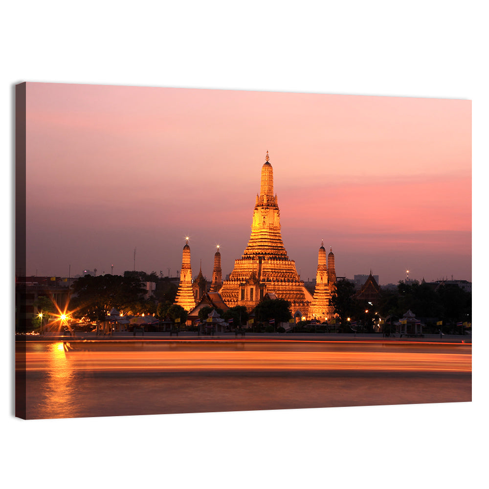 Wat Arun at Dusk Wall Art, canvas print, landscape