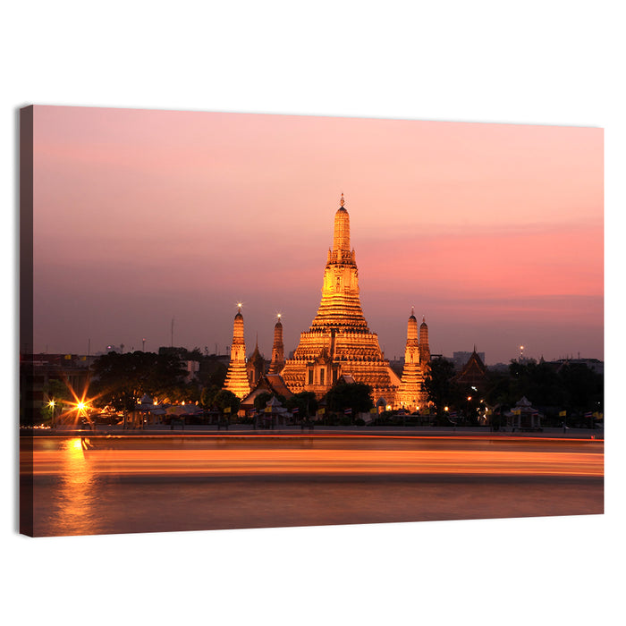 Wat Arun at Dusk Wall Art as a canvas print