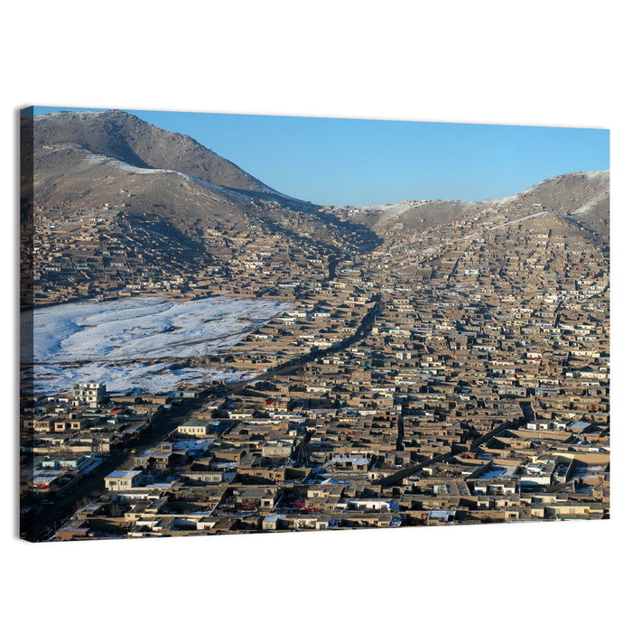 Kabul Winter Cityscape Wall Art as a canvas print