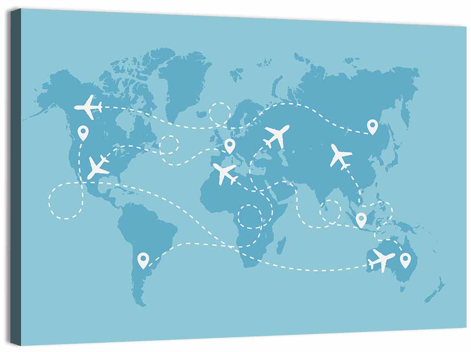 World Flight Routes Map Wall Art