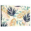 Cream and Navy Summer Leaves Pattern Wall Art
