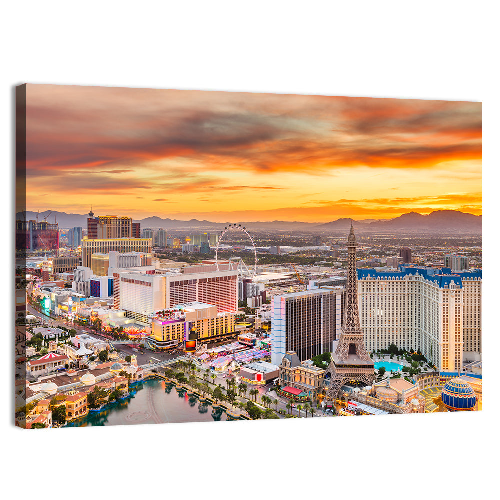 Las Vegas Strip Sunset Cityscape Wall Art, canvas print, landscape