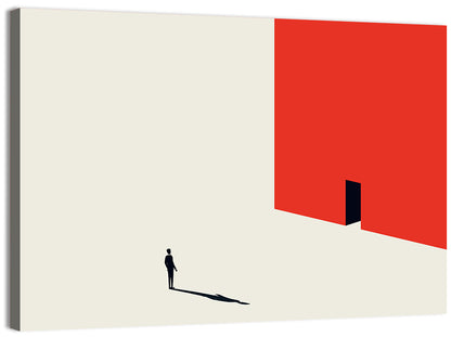 Solitary Figure with Red Door Wall Art