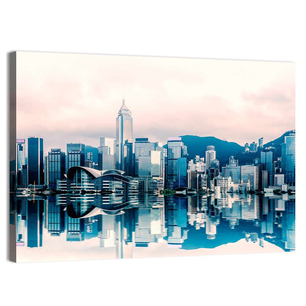 Victoria Harbour Sketch at Dusk Wall Art