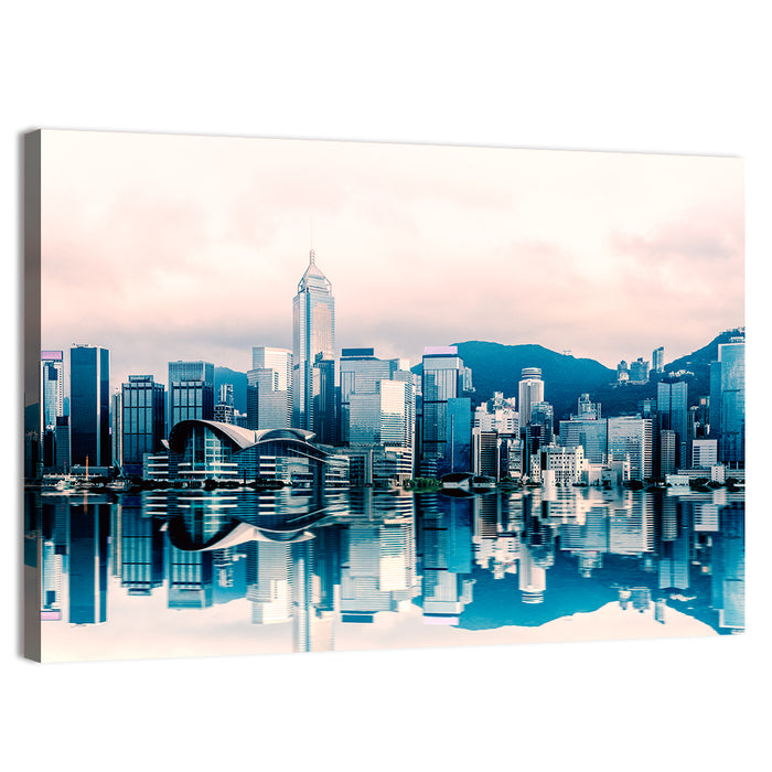 Victoria Harbour Sketch at Dusk Wall Art as a canvas print