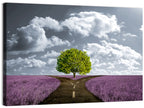 Lavender Field Crossroads with Lone Tree Wall Art