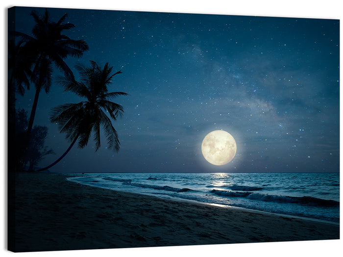 Palm Beach Moonset Wall Art as a canvas print