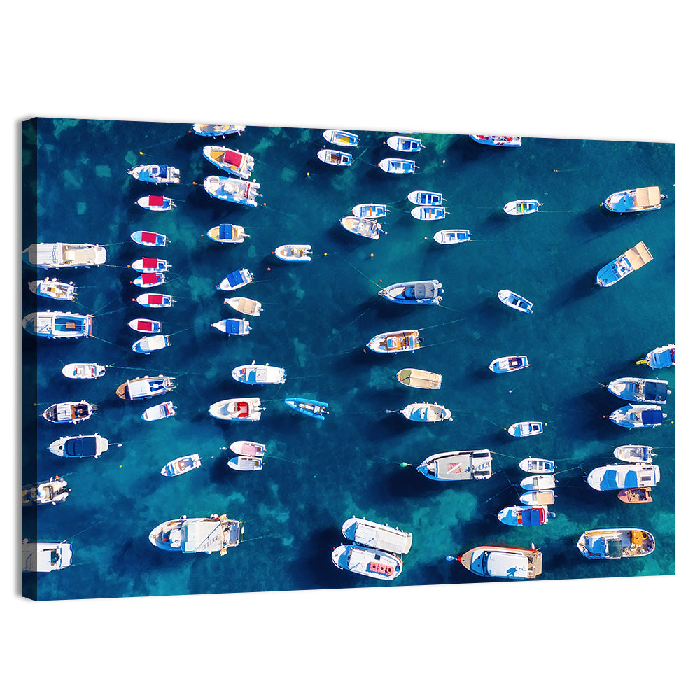 Aerial Boats Over Turquoise Sea Wall Art