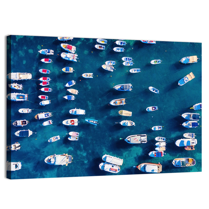 Aerial Boats Over Turquoise Sea Wall Art