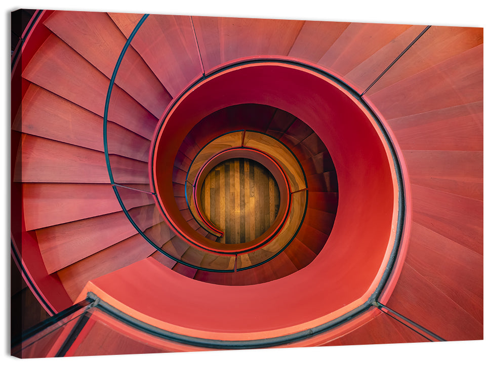 Red Spiral Staircase Wall Art