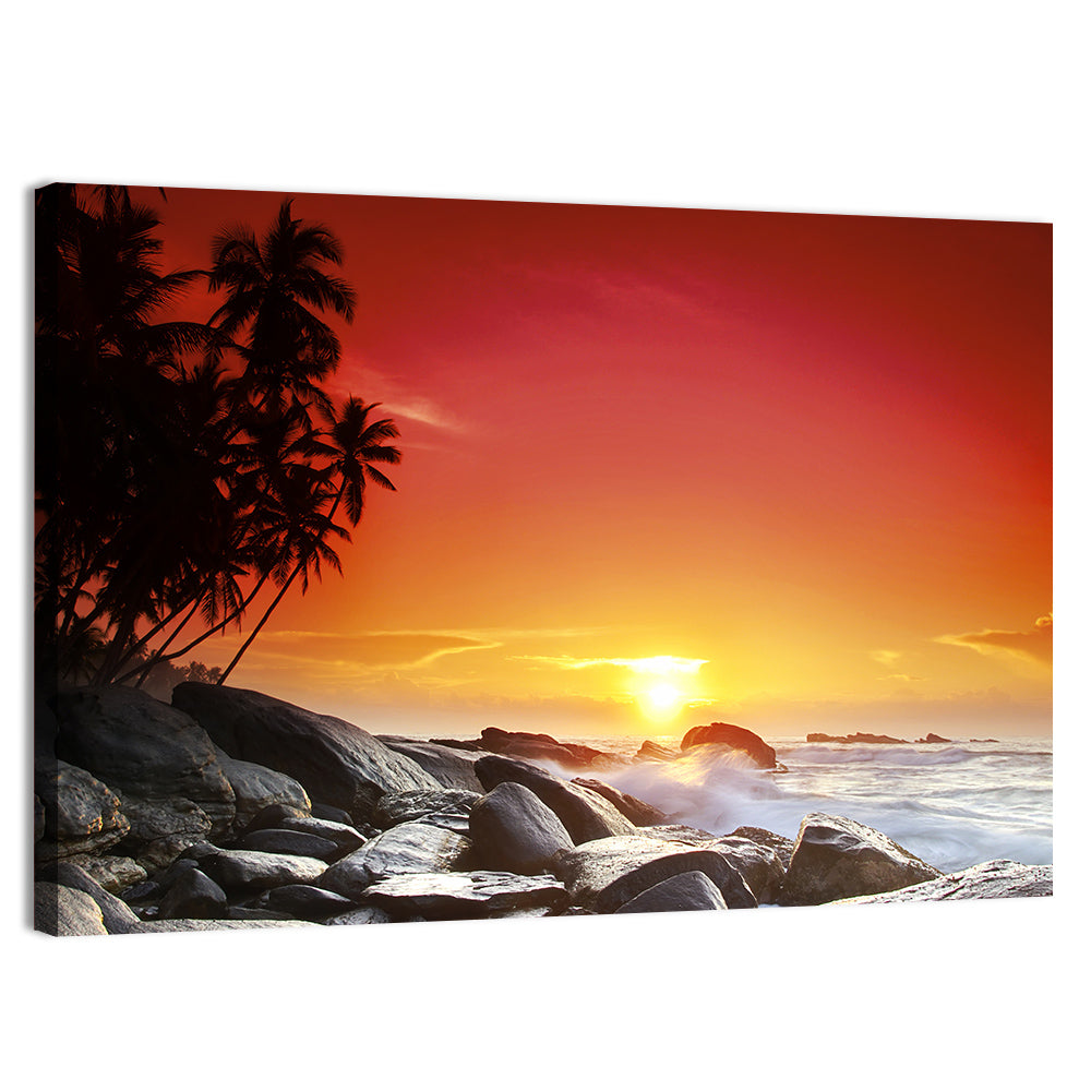 Tropical Island Sunset Wall Art, canvas print, landscape