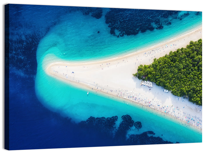 Zlatni Rat Beach Aerial Coast Wall Art as a canvas print