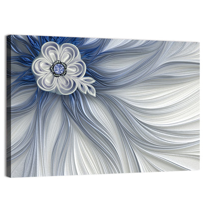 Fractal Flower with Blue Crystal Wall Art