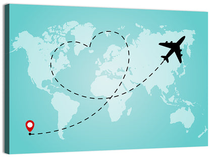 Heart Flight Map Wall Art