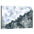 Snowfall Mountain Forest Illustration Wall Art