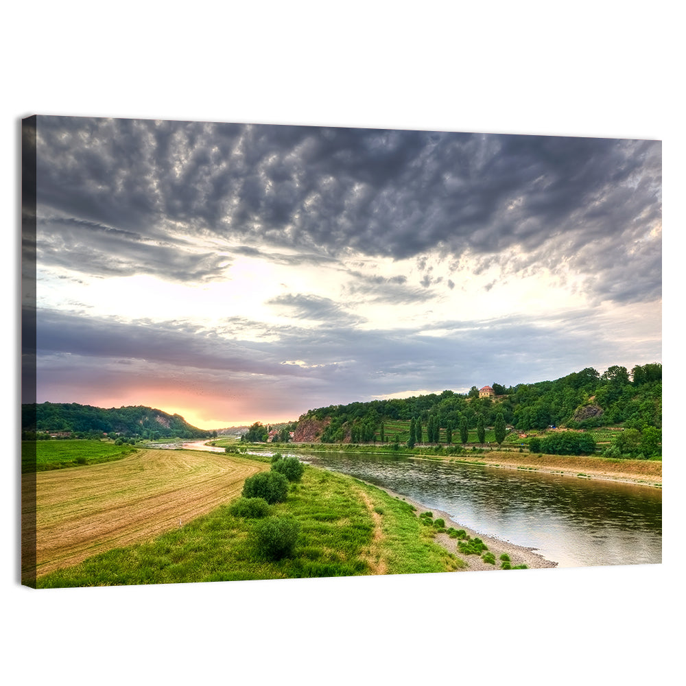 Elbe River at Golden Hour Wall Art