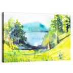 Summer Lakeside Forest Illustration Wall Art
