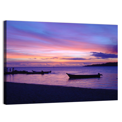 Malolo Island Sunset with Moored Boats Wall Art