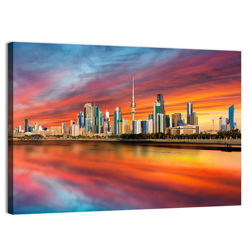 Shuwaikh Port at Dusk Wall Art, canvas print, landscape