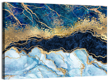 Navy Blue Marble with Gold Veins Wall Art