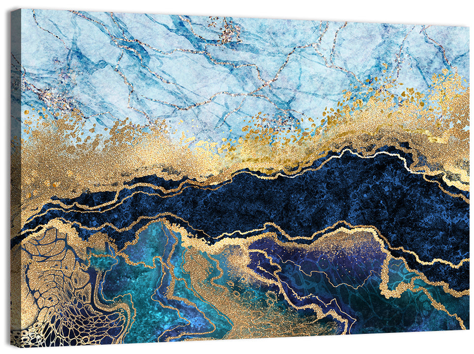 Blue Marble with Gold Veins Wall Art