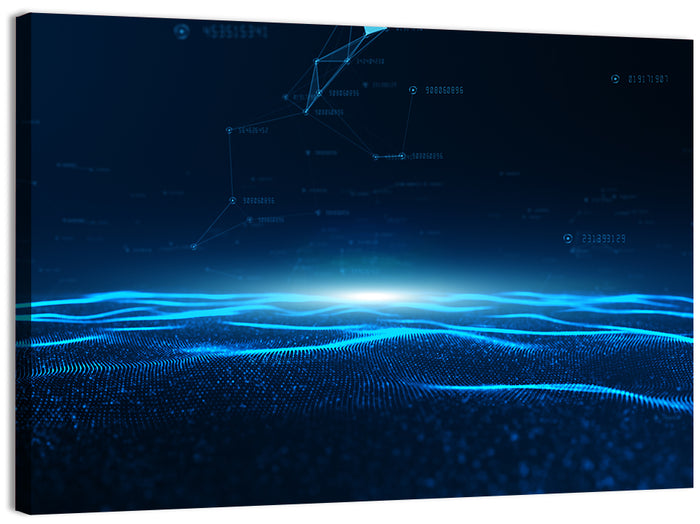 Digital Data Waves Wall Art as a canvas print