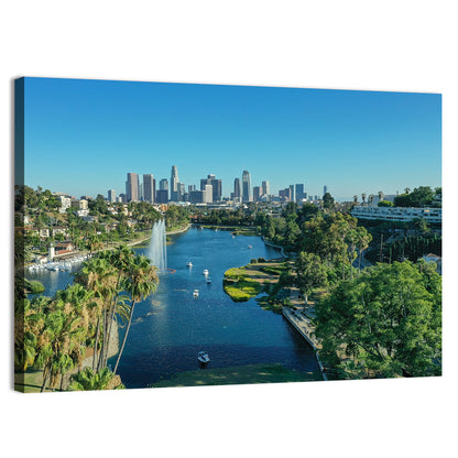 Echo Park Fountain and Downtown Skyline Wall Art
