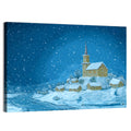 Snowy Village Church at Night Wall Art