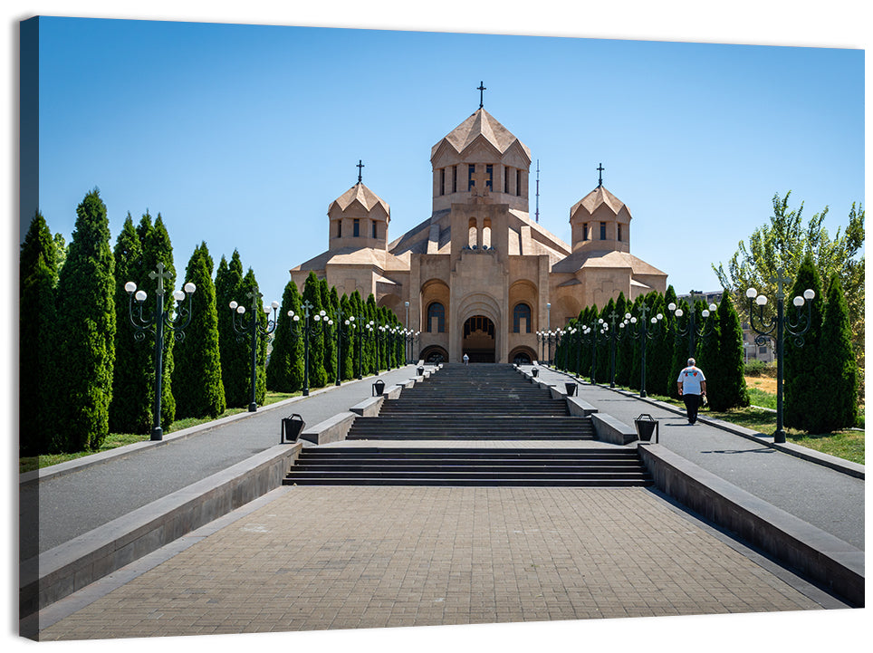 Saint Gregory Cathedral Stairway, Yerevan Wall Art, canvas print, landscape