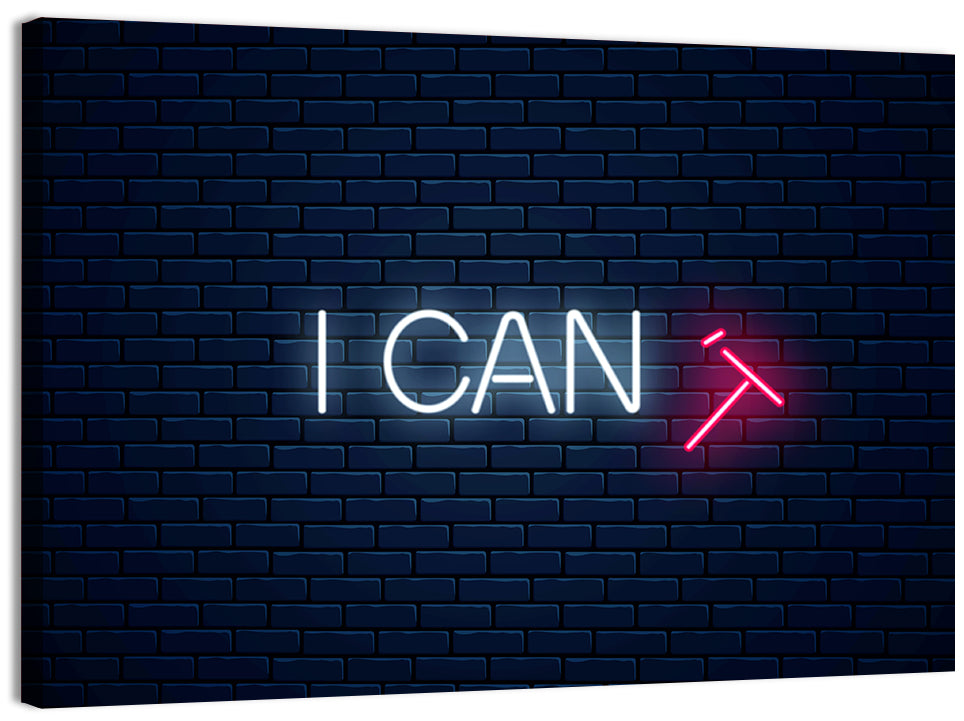 I Can Neon Sign Wall Art, canvas print, landscape