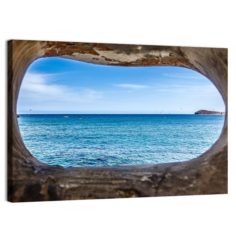 Ocean Through Weathered Aperture Wall Art, canvas print, landscape