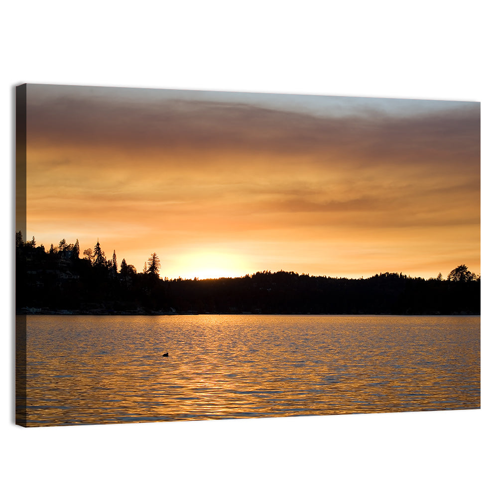 Lake Arrowhead Sunset Wall Art, canvas print, landscape