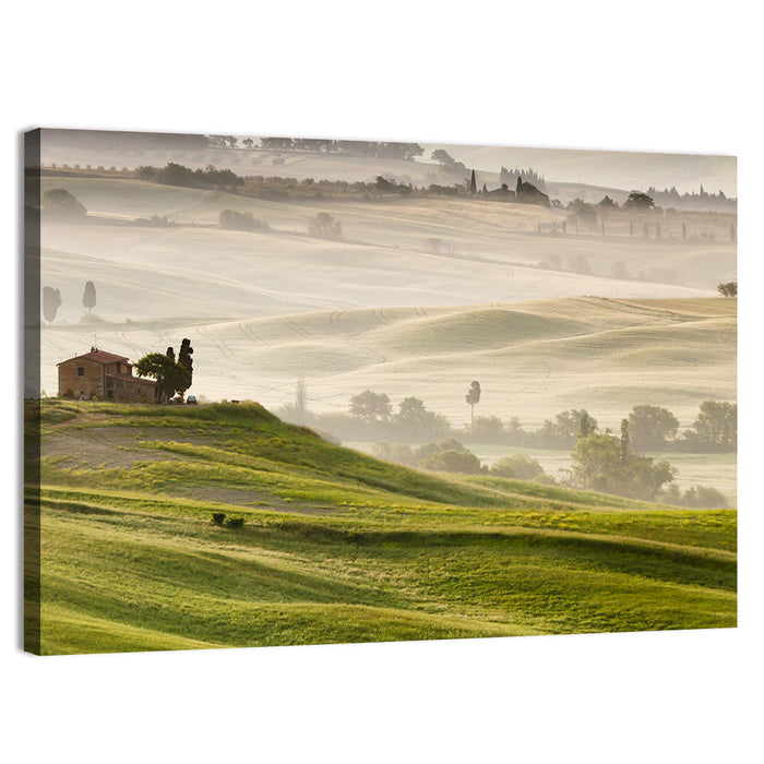 Foggy Tuscany Wall Art as a canvas print