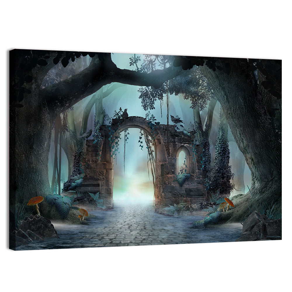 Enchanted Foggy Forest Wall Art, canvas print, landscape