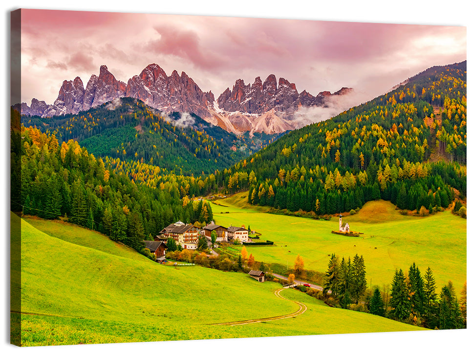 St Johann Church, Santa Maddalena Wall Art, canvas print, landscape