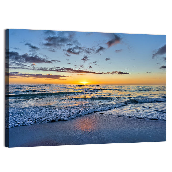 Foamy Waves at Golden Sunset Wall Art as a canvas print