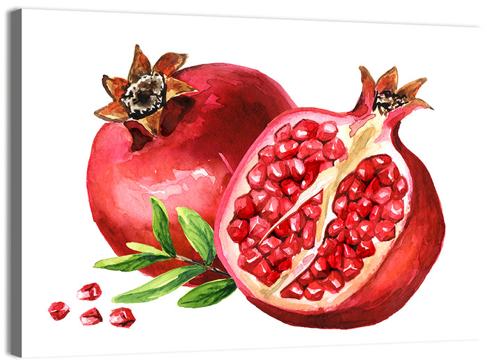Fresh Pomegranate Watercolor Wall Art as a canvas print