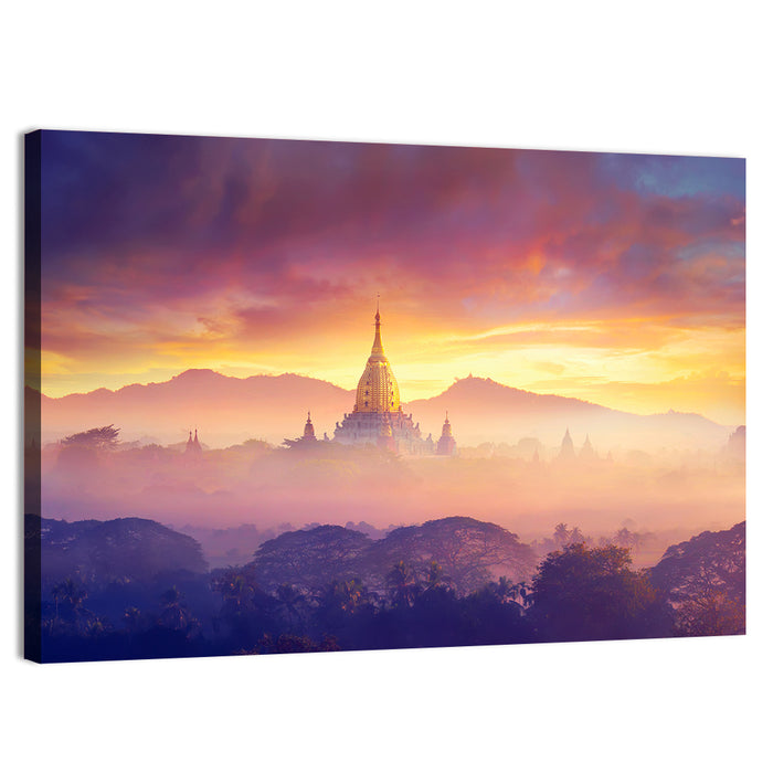 Misty Bagan Stupas Wall Art as a canvas print