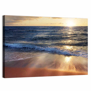 Splashing Waves Sunset Wall Art