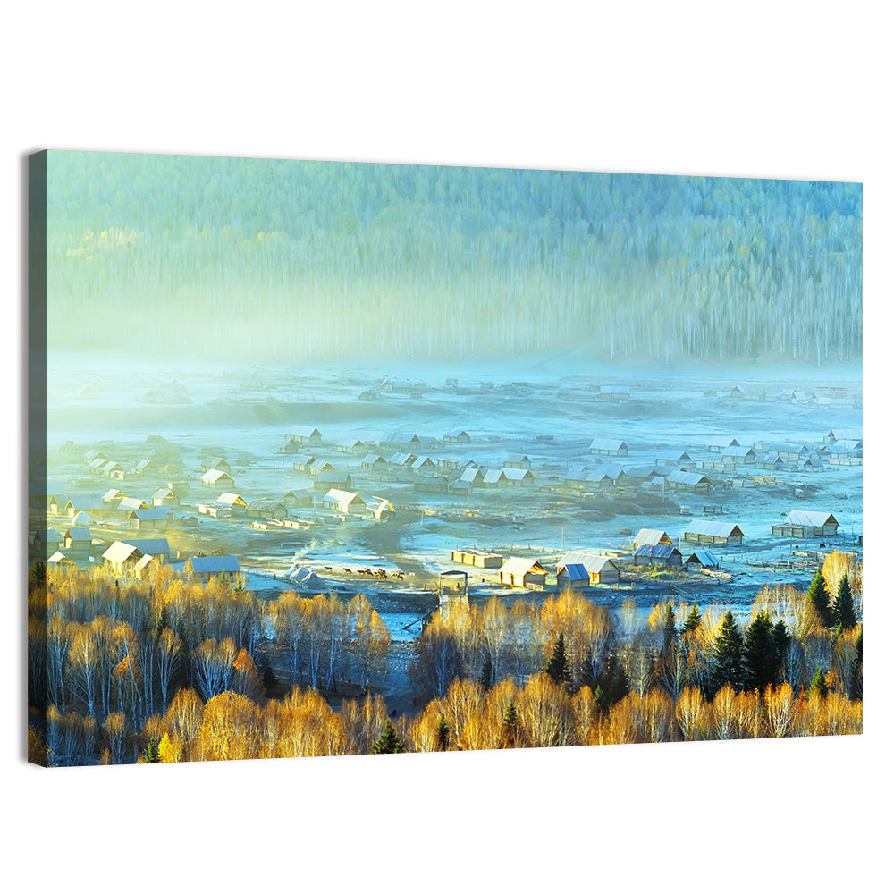 Misty Xinjiang Village Wall Art