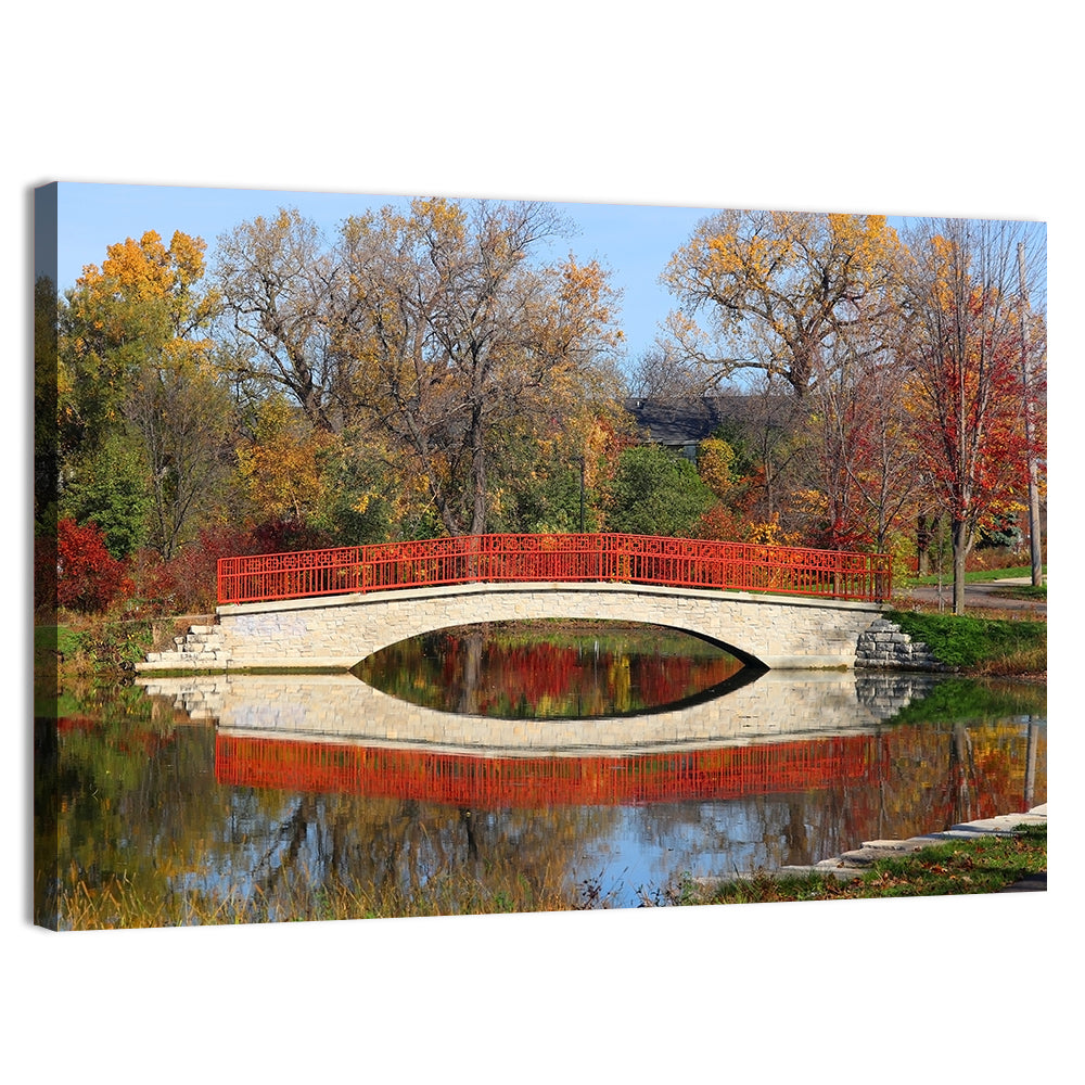 Tenney Park Stone Bridge Reflection Wall Art