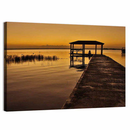 Bacalar Lagoon Pier at Dusk Wall Art