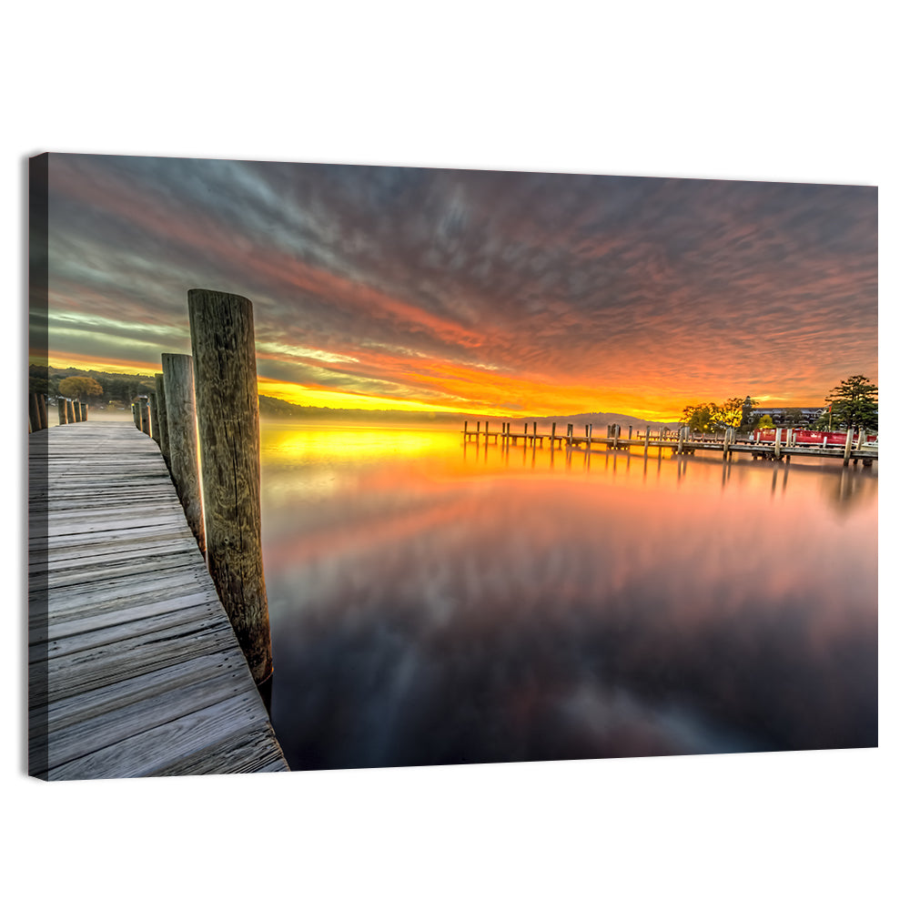 Meredith Bay Pier at Sunrise Wall Art