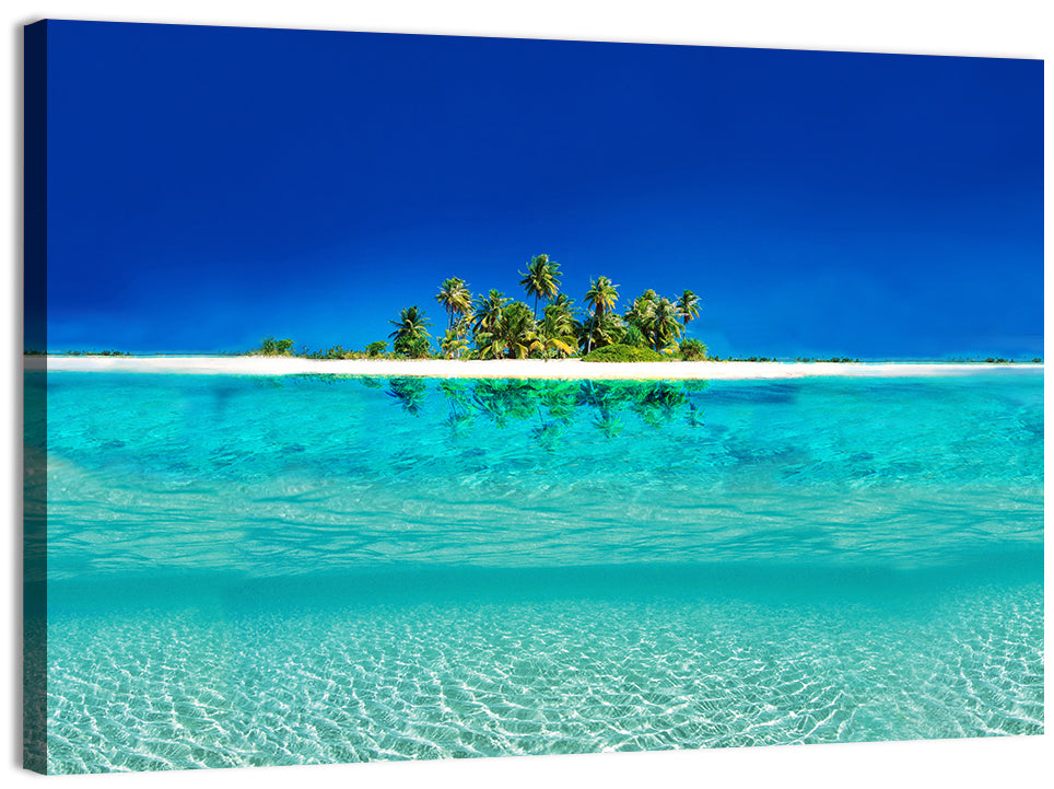 Tranquil Split-level Tropical Island Seascape Wall Art, canvas print, landscape