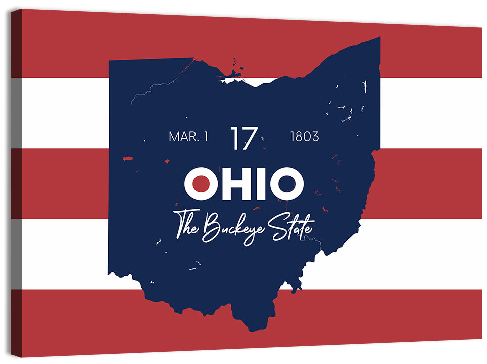 Ohio State Map Wall Art, canvas print, landscape