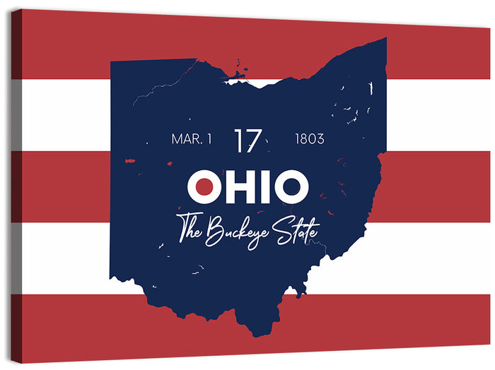 Ohio State Map Wall Art as a canvas print