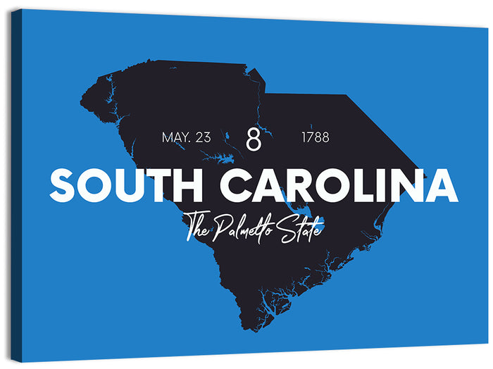 South Carolina State Map Wall Art as a canvas print