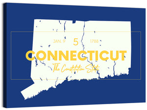 Connecticut State Map Wall Art