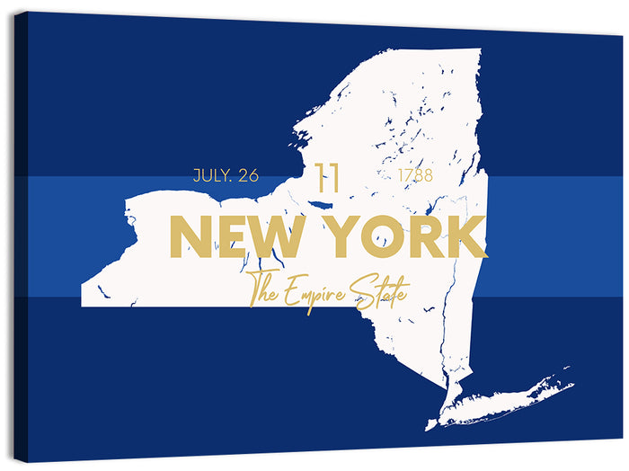 New York State Typographic Map Wall Art as a canvas print