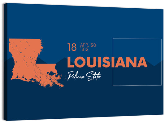 Louisiana State Map Wall Art